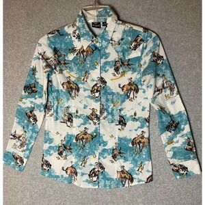 Cruel Girls Top Size 8 Long Sleeve Pearl Snap Cowgirl Western Bronco Rodeo